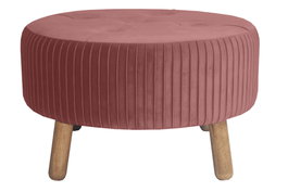 DKD Home Decor Reposapiés Velvet en Rosa Palo y Madera Natural