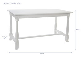 DKD Home Decor Mesa Comedor Menorca Tradicional Romantico Blanco 180 x 90 x 80 cm