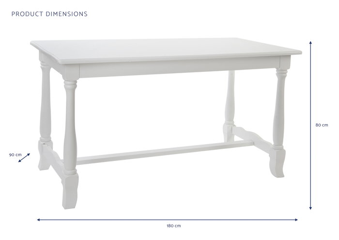 DKD Home Decor Mesa Comedor Menorca Tradicional Romantico Blanco 180 x 90 x 80 cm DKD Home Decor Mesa Comedor Menorca Tradicional Romantico Blanco 180 x 90 x 80 cm