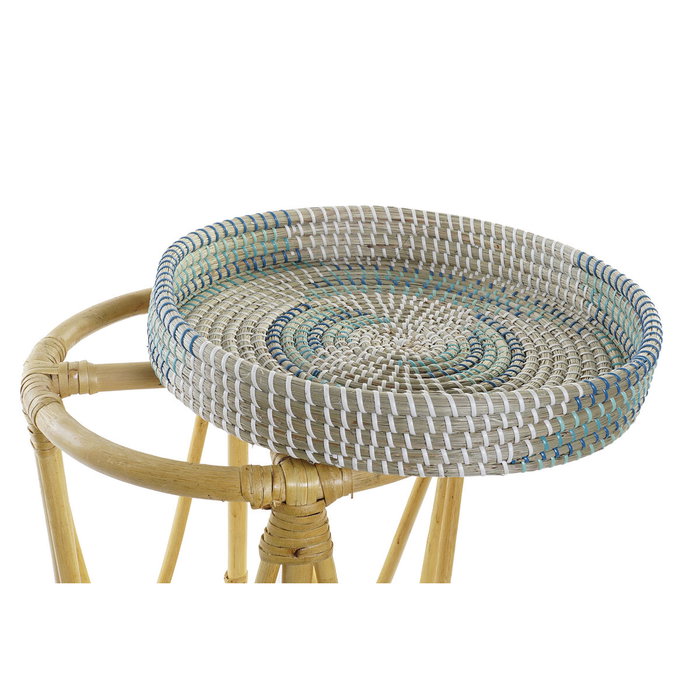 DKD Home Decor Reposapiés de Ratán y Seagrass Turquesa