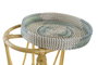 DKD Home Decor Reposapiés Tropical Ratan y Seagrass Turquesa Natural Blanco 41 x 42 x 41 cm