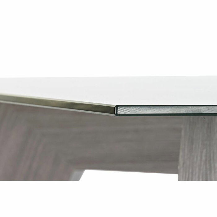 DKD Home Decor Mesa de Comedor de Cristal Templado Gris y MDF