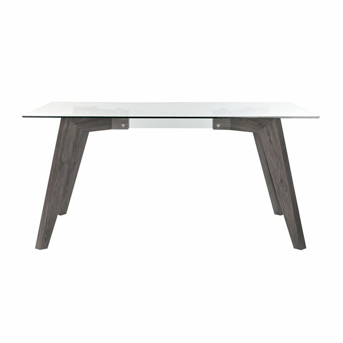 DKD Home Decor Mesa de Comedor de Cristal Templado Gris y MDF