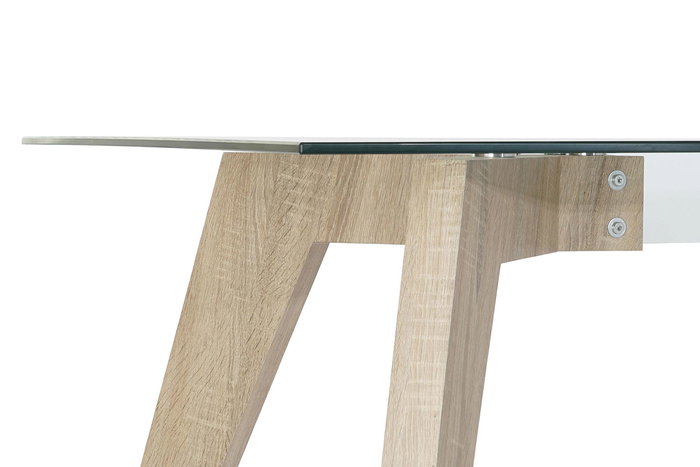 DKD Home Decor Mesa Comedor Moderno Gris Transparente Cristal y MDF 160 x 90 x 75 cm