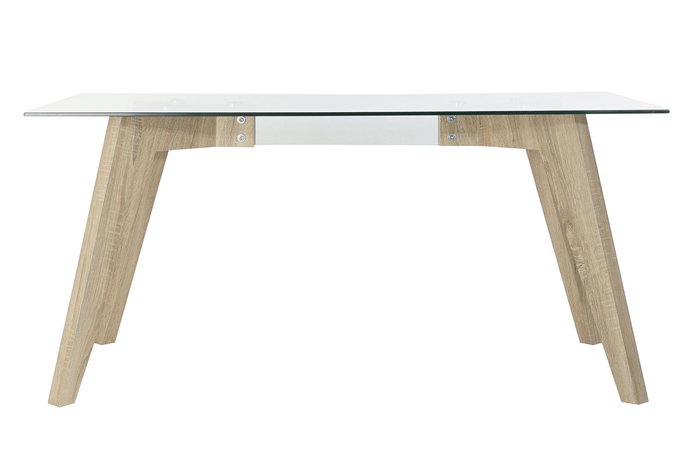 DKD Home Decor Mesa Comedor Moderno Gris Transparente Cristal y MDF 160 x 90 x 75 cm