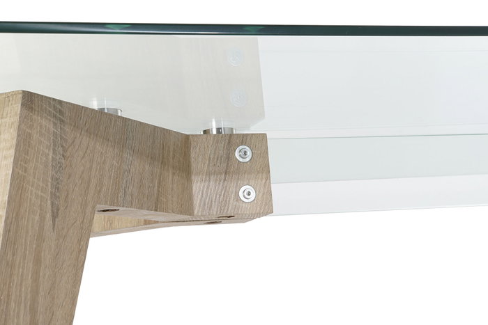 DKD Home Decor Mesa de Comedor de Cristal Templado Gris y MDF