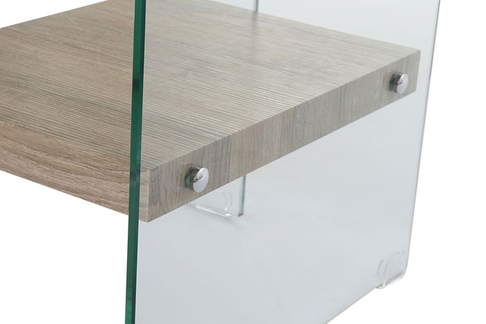 DKD Home Decor Escritorio Moderno Gris Transparente de Cristal Templado y MDF, 2 Estanterías Desmontable 120x50x76 cm