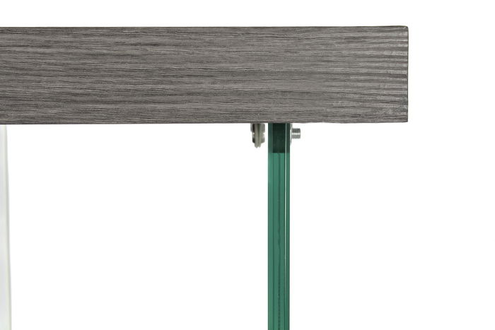 DKD Home Decor Escritorio Moderno Gris Transparente de Cristal Templado y MDF, 2 Estanterías Desmontable 120x50x76 cm