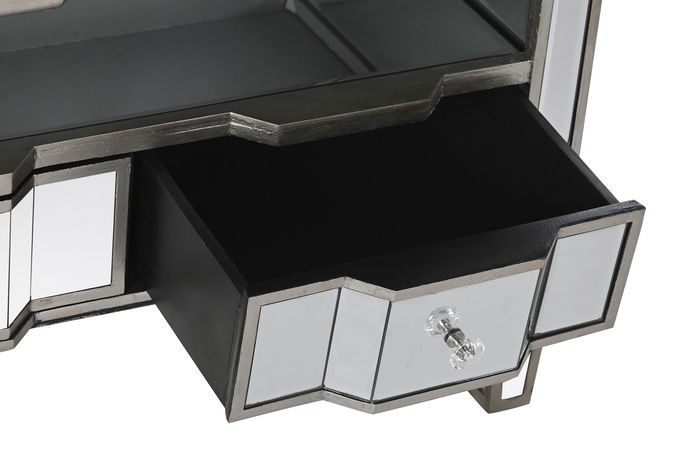 DKD Home Decor Mueble TV Glam Espejo Plateado 112 x 45 x 50 cm con 3 Cajones