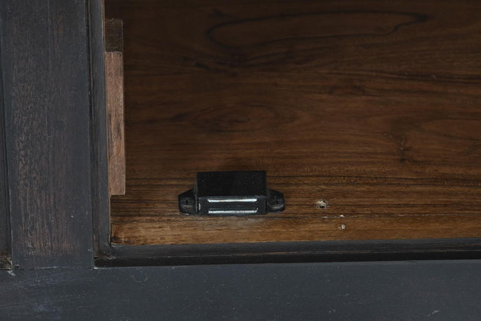 DKD Home Decor Buffet Aparador Negro Madera Acacia - Mueble de Almacenamiento para Salón y Comedor - 200 cm Ancho x 86 cm Alto x 45 cm Fondo