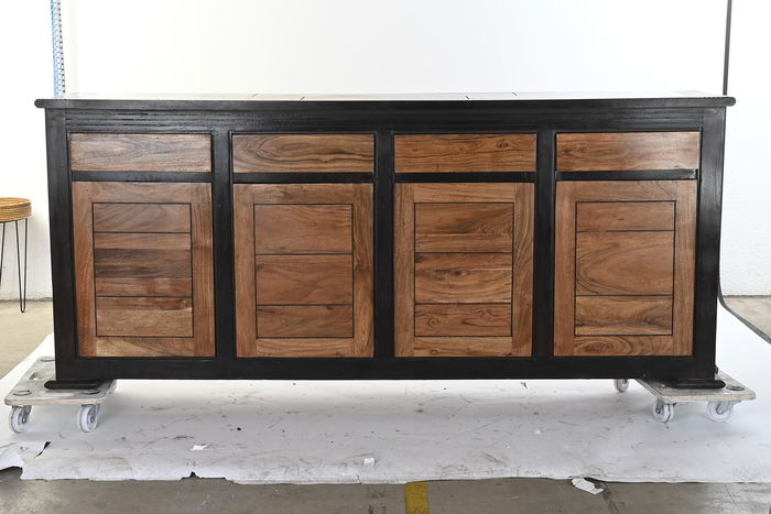 DKD Home Decor Buffet Aparador Negro Madera Acacia - Mueble de Almacenamiento para Salón y Comedor - 200 cm Ancho x 86 cm Alto x 45 cm Fondo