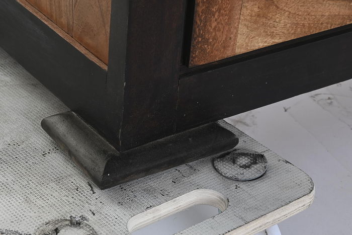 DKD Home Decor Buffet Aparador Negro Madera Acacia - Mueble de Almacenamiento para Salón y Comedor - 200 cm Ancho x 86 cm Alto x 45 cm Fondo