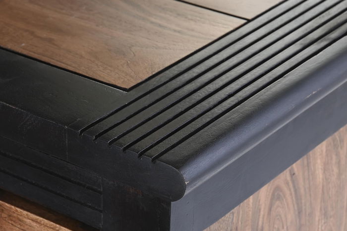 DKD Home Decor Buffet Aparador Negro Madera Acacia - Mueble de Almacenamiento para Salón y Comedor - 200 cm Ancho x 86 cm Alto x 45 cm Fondo