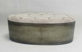 DKD Home Decor Descalzadora de Metal y Poliéster Beige