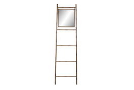 DKD Home Decor Toallero Tipo Escalera de Metal y Espejo Mostaza