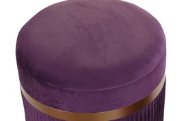 DKD Home Decor Reposapiés Set de 2, Púrpura y Dorado, Poliéster y MDF, 39 x 49 x 39 cm