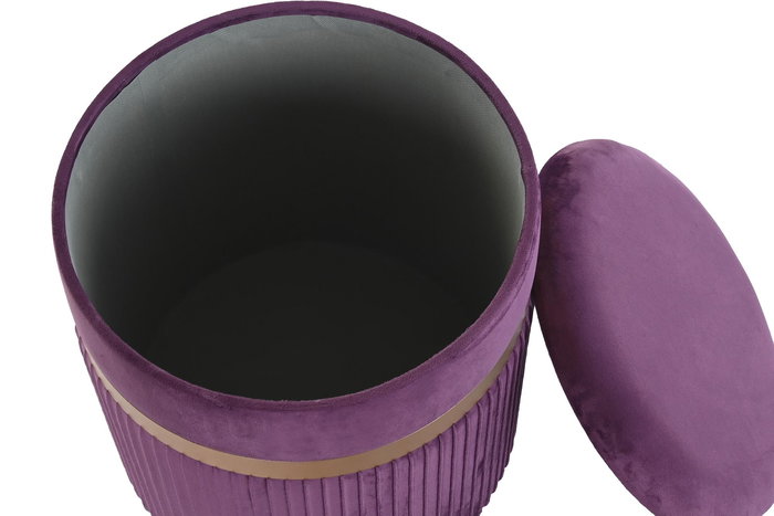 DKD Home Decor Reposapiés Set de 2, Púrpura y Dorado, Poliéster y MDF, 39 x 49 x 39 cm