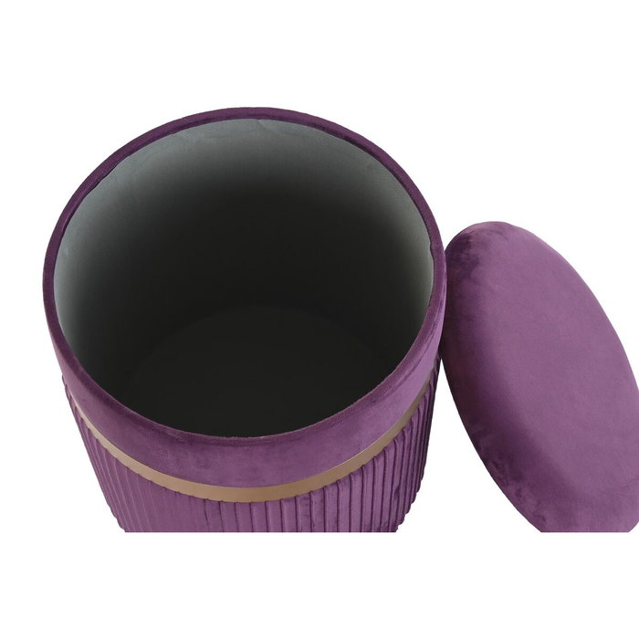DKD Home Decor Set de 2 Reposapiés de Terciopelo Púrpura y Dorado