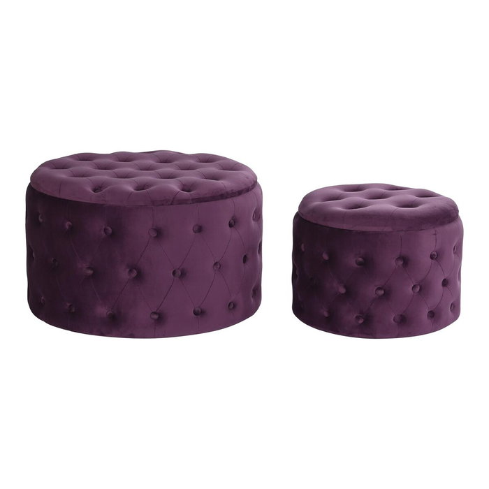 DKD Home Decor Set de 2 Reposapiés de Terciopelo Capitoné Púrpura DKD Home Decor Set de 2 Reposapiés de Terciopelo Capitoné Púrpura