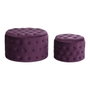 DKD Home Decor Set de 2 Reposapiés de Terciopelo Capitoné Púrpura