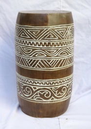 DKD Home Decor Mesita Auxiliar Balines Natural Blanco Albasia 29 x 29 x 50 cm