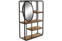 DKD Home Decor Estanteria Loft Metal MDF Espejo 4 Estantes Marron Claro Negro 13.2 x 60.3 x 39.5 cm