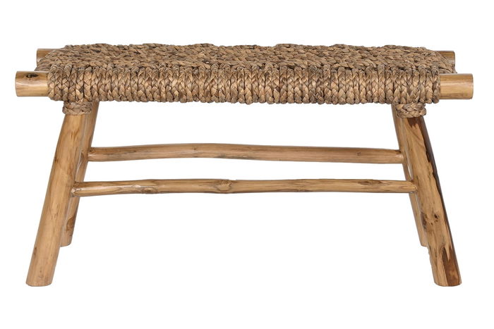 DKD Home Decor Descalzadora Boho Marron Claro Natural Teca y Ratan 90 x 32 x 45 cm