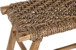 DKD Home Decor Descalzadora Boho Marron Claro Natural Teca y Ratan 90 x 32 x 45 cm