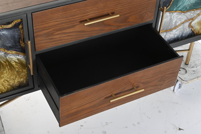 Mueble Tv Moderno DKD Home Decor Marron Oscuro Dorado 35 x 55 x 140 cm