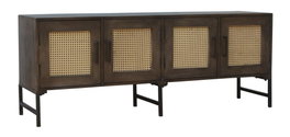 DKD Home Decor Buffet de Mango y Ratán Marrón 155x40x61,5 cm