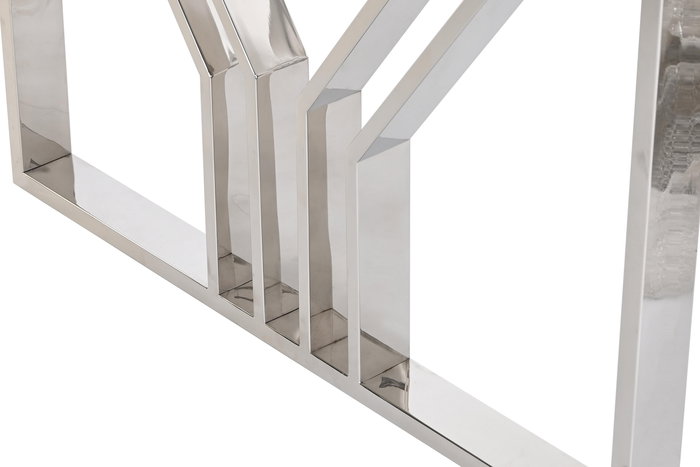 DKD Home Decor Mesa de Comedor Moderna Plateada Transparente Acero y Cristal 180 x 90 x 75 cm