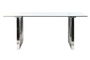 DKD Home Decor Mesa de Comedor Moderna Plateada Transparente Acero y Cristal 180 x 90 x 75 cm