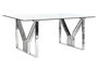 DKD Home Decor Mesa de Comedor Moderna Plateada Transparente Acero y Cristal 180 x 90 x 75 cm