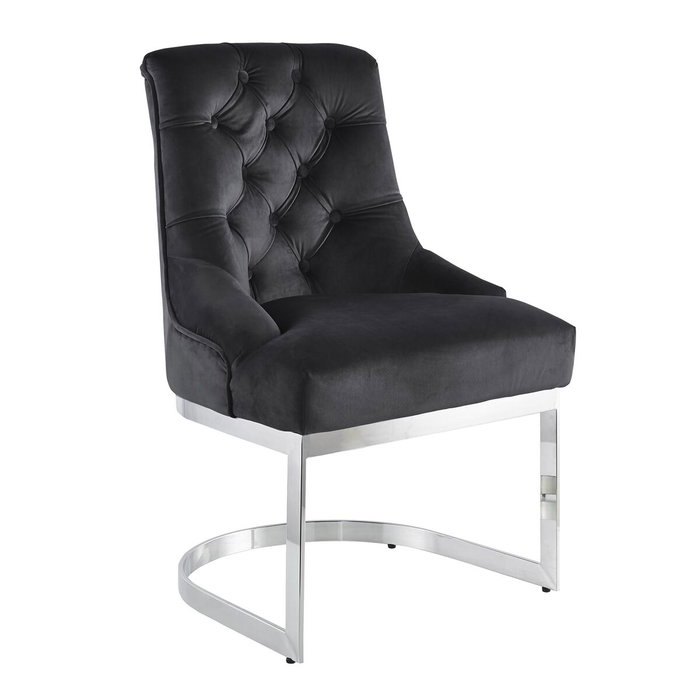 DKD Home Decor Silla de Acero y Poliéster en Terciopelo Negro