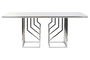 DKD Home Decor Mesa Comedor Moderno Blanco Plateado Acero Cristal 180 x 90 x 75 cm