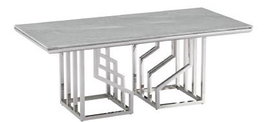 DKD Home Decor Mesa de Centro Acero y Cristal Simil Mármol 120x60x40 cm