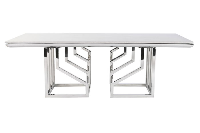 DKD Home Decor Mesa Centro Moderno Blanco Plateado Acero Cristal 120 x 60 x 40 cm