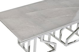DKD Home Decor Mesa Centro Moderno Blanco Plateado Acero Cristal 120 x 60 x 40 cm