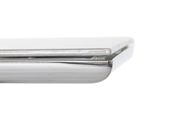 DKD Home Decor Mesa Centro Moderno Blanco Plateado Acero Cristal 120 x 60 x 40 cm