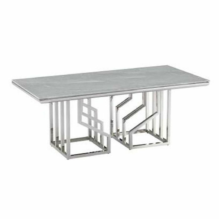 DKD Home Decor Mesa de Centro Acero y Cristal Simil Mármol 120x60x40 cm