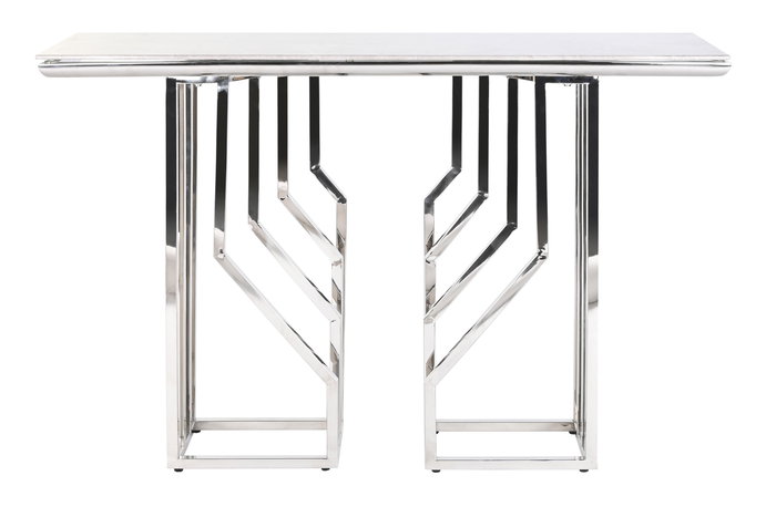 DKD Home Decor Consola Moderno Blanco Plateado Acero Cristal 40 x 78 x 120 cm