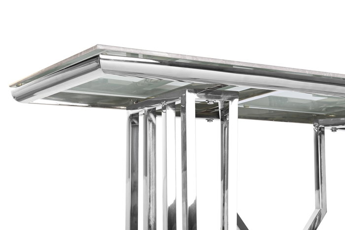 DKD Home Decor Consola Moderno Blanco Plateado Acero Cristal 40 x 78 x 120 cm