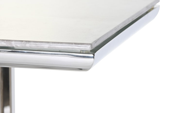 DKD Home Decor Consola Moderno Blanco Plateado Acero Cristal 40 x 78 x 120 cm