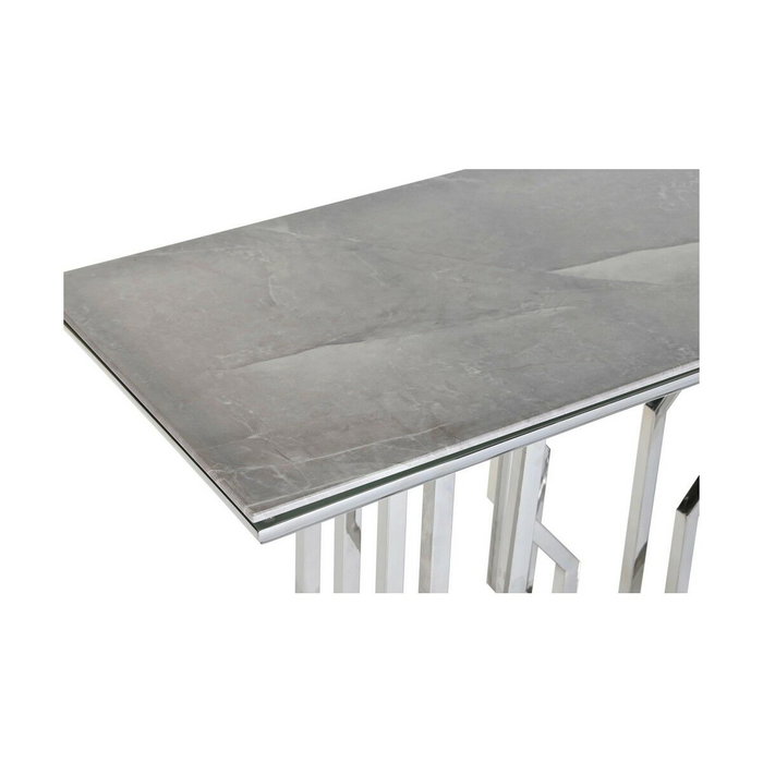 DKD Home Decor Consola de Acero y Cristal Símil Mármol Blanco y Plateado DKD Home Decor Consola de Acero y Cristal Símil Mármol Blanco y Plateado