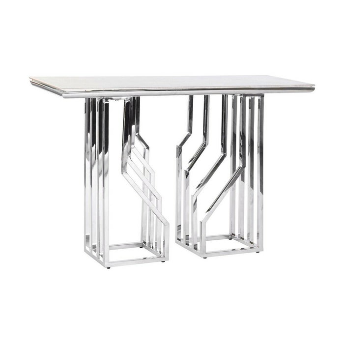 DKD Home Decor Consola de Acero y Cristal Símil Mármol Blanco y Plateado DKD Home Decor Consola de Acero y Cristal Símil Mármol Blanco y Plateado