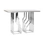 DKD Home Decor Consola de Acero y Cristal Símil Mármol Blanco y Plateado
