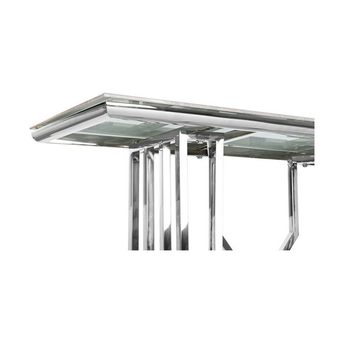 DKD Home Decor Consola de Acero y Cristal Símil Mármol Blanco y Plateado DKD Home Decor Consola de Acero y Cristal Símil Mármol Blanco y Plateado