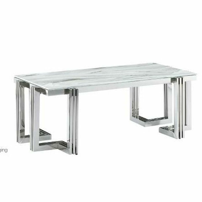 DKD Home Decor Mesa de Comedor de Acero y Cristal Símil Mármol 180x90x76 DKD Home Decor Mesa de Comedor de Acero y Cristal Símil Mármol 180x90x76