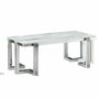 DKD Home Decor Mesa de Comedor de Acero y Cristal Símil Mármol 180x90x76