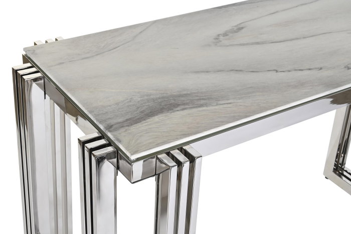 DKD Home Decor Consola Plateado Blanco 45 x 78 x 120 cm Acero Cristal DKD Home Decor Consola Plateado Blanco 45 x 78 x 120 cm Acero Cristal